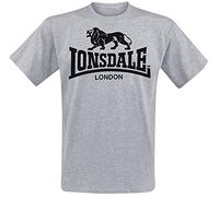 Lonsdale London Logo Hombre Camiseta Gris XL 95% algodón, 5% Viscosa Regular