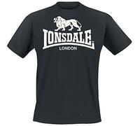 Lonsdale London Logo Hombre Camiseta Negro 100% algodón Regular