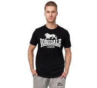 Lonsdale London Logo Hombre Camiseta Negro Regular | Camiseta de ropa de calle, camiseta informal de algodón peinado, camiseta ligera y cómoda para deporte y el día a día