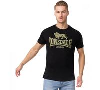 Lonsdale London Logo Hombre Camiseta Negro Regular | Camiseta de ropa de calle, camiseta informal de algodón peinado, camiseta ligera y cómoda para deporte y el día a día