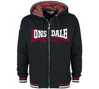 Lonsdale London Nateby Hombre Capucha con Cremallera Negro XXL 80% algodón, 20% poliéster Regular