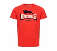 Lonsdale Lubcroy Camiseta DE Ocio, Rojo, Azul Marino Y Arena, XXL para Hombre