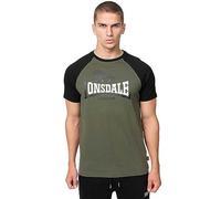 Lonsdale Magilligan Camiseta, Verde Oliva, Negro Y Blanco, S para Hombre
