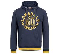 Lonsdale Mamhead - Sudadera con Capucha para Hombre, Azul Marino/Amarillo, S