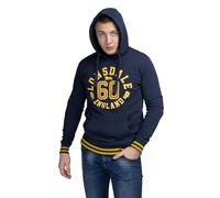 Lonsdale Mamhead Sudadera con Capucha para Hombre de Corte Slim, Azul Marino/Amarillo, Extra-Large