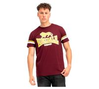 Lonsdale Methley Camiseta, Oxblood/Amarillo/Blanco, XL Hombres
