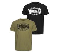 Lonsdale Morham Camiseta DE Ocio, Negro Y Verde Oliva, XXL para Hombre