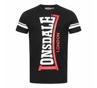 Lonsdale Polbain Camiseta DE Ocio, Negro/Blanco/Rojo, L para Hombre