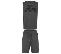 Lonsdale Conjunto de camiseta y pantalones cortos sin mangas para hombre, ajuste normal, ALLANTON antracita/negro XL