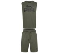 Lonsdale Conjunto de camiseta y pantalones cortos sin mangas para hombre, ajuste normal, ALLANTON Oliva/Black 3XL
