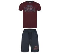 Lonsdale Conjunto de camiseta y pantalones cortos para hombre de ajuste normal MAIST, azul oscuro y azul marino, XXL