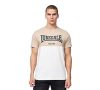 Lonsdale Sandscove Camiseta, Arena, Blanco y Negro, L para Hombre, 117456