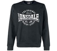 Lonsdale Sudadera de Cuello Redondo para Hombre Slim Fit BADFALLISTER Negro/Blanco/Gris XXL
