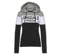 Lonsdale Manga Sudadera con Capucha, Negro, Blanco, Gris Marl, L para Mujer