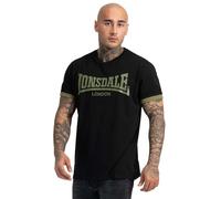 Lonsdale TOWNHEAD - Camiseta para Hombre, Ajuste Normal, Negro y Verde Oliva., XL