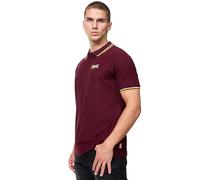 Lonsdale Velton Polo, Oxblood/Amarillo/Blanco, XL para Hombre