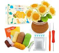 Lonsien Amigurumi Kit Girasol Kit Ganchillos Crochet Crochet Kit Principiantes con Instrucciones en Video Paso a Paso para Adultos y Niños