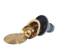 Lonsince Montaje de Drenaje para Fregadero con Cesta, colador Dorado de 3 1/2 Pulgadas, tapón de colador de Fregadero de acero Inoxidable con Cubierta Decorativa, Color Dorado