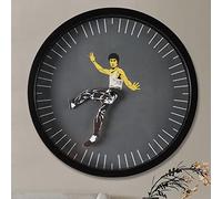 Lonsy Reloj de Kung Fu Reloj de Pared de Kung Fu Chino Bruce L-EE Reloj de Pared de Kung Fu Reloj Decorativo para el hogar sin tictac Reloj de Pared Creativo de Kung Fu para Sala de Estar Dormitorio