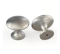 LONTAN 20 piezas de tiradores para muebles, armarios, acero inoxidable cepillado, plateado, moderno, botón de puerta redondo, con un agujero para la instalación