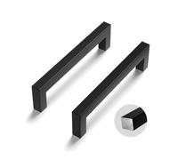 LONTAN Tiradores para armarios de cocina, 12 unidades, color negro, 96 mm de distancia entre orificios, tiradores para muebles de cocina, tiradores de cocina, tiradores cuadrados sólidos