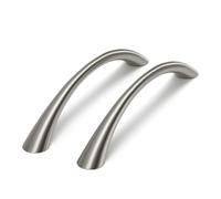 LONTAN Tiradores plateados para armarios de cocina, 128 mm de distancia entre orificios, tiradores de cocina arqueados, tiradores de armario modernos, tiradores de puertas cepillados, 15 unidades