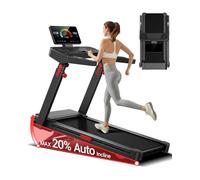 LONTEK Cinta de Correr Plegable con Inclinación Automática 20%, 14 KM/H Caminadora Eléctrica con Consola Ajustable en 4 Niveles, 3,5 CV Cinta de Andar con Pantalla LED, 180KG, Silencioso