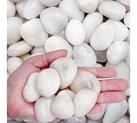 LONTOM Piedras blancas de 2.2 libras de piedra decorativa natural pulida, rocas de río de grava para plantas, decoración del hogar, jardín de hadas, piedras de paisajismo al aire libre