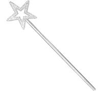 Lonurya Varita de hadas con estrella mágica para niños, accesorio de disfraz de princesa brillante y hada madrina, plástico PP a prueba de ultra duradero, accesorios de disfraz de Halloween (plateado)