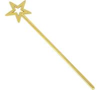 Lonurya Varita de hadas con estrella mágica para niños, accesorio de disfraz de princesa brillante y hada madrina, plástico PP a prueba de ultra duradero, accesorios de disfraz de Halloween (dorado)