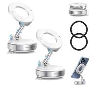 Lonvgrt Soporte Magnético for Teléfono Al Vacío, Plegable, For Coche, Ajustable, Retráctil, con Ventosa Ultra, Giratorio 360°, For iPhone 16, Pro MAX, 15, 14, 13, 12 Y Android(Blanco,2pcs)