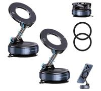 Lonvgrt Soporte Magnético for Teléfono Al Vacío, Plegable, For Coche, Ajustable, Retráctil, con Ventosa Ultra, Giratorio 360°, For iPhone 16, Pro MAX, 15, 14, 13, 12 Y Android(Negro,2pcs)