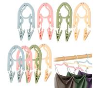 Lonwiner 8 perchas plegables, adecuadas para viajes de negocios, perchas de plástico, ahorran espacio, perchas plegables para camping, 4 colores
