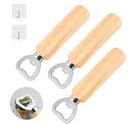 Lonwiner Abrebotellas de madera, abridor de cerveza en blanco, madera en blanco, abrebotellas, abrebotellas, de acero inoxidable, bambú con