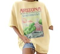 Lonya Camiseta Manga Corta Mujer Camiseta Oversize Camisetas Verano Cuello Redondo T Shirt Tallas Grandes Sunshine Letras Creativas Estampado Mujer Verano de Algodón Casual,C Amarillo pálido, M