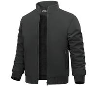 Lonya Chaqueta Bomber Hombre Forro Polar Chaqueta de Invierno Cazadora Bombardero Vintage Abrigo Béisbol Cálidas Trabajo Impermeable Prueba Viento con Cremallera Con Bolsillos, Gris Oscuro, XL