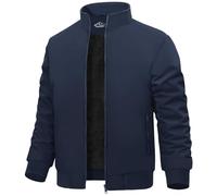 Lonya Chaqueta Bomber Hombre Forro Polar Chaqueta de Invierno Cazadora Bombardero Vintage Abrigo Béisbol Cálidas Trabajo Impermeable Prueba Viento con Cremallera Con Bolsillos, Azul Marino, M