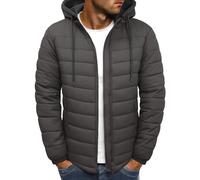 Lonya Chaqueta Hombre Invierno Chaqueta Acolchada Ligera Termico Gruesa Termal Cazadora Chaquetas Acolchado de Algodón Abrigo Casuales Sudadera con Capucha Desmontable, Gris, XXL