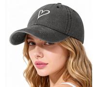 Lonya Gorra Mujer Verano Vintage Ajustable Algodón Unisex Gorra de Béisbol para Deporte, Viaje y Casual Hombre UV Proteccion Solar Gorras A-Corazón,Negro