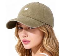 Lonya Gorra Mujer Verano Vintage Ajustable Algodón Unisex Gorra de Béisbol para Deporte, Viaje y Casual Hombre UV Proteccion Solar Gorras B-Corazón,Caqui
