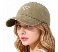 Lonya Gorra Mujer Verano Vintage Ajustable Algodón Unisex Gorra de Béisbol para Deporte, Viaje y Casual Hombre UV Proteccion Solar Gorras A-Corazón,Caqui