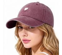 Lonya Gorra Mujer Verano Vintage Ajustable Algodón Unisex Gorra de Béisbol para Deporte, Viaje y Casual Hombre UV Proteccion Solar Gorras B-Corazón,Burdeos