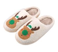 Lonya Navidad Zapatillas Casa Mujer Pantuflas Invierno Acogedoras Memory Foam Felpa Caliente Funny Shoes para Interiores y Exteriores Alce Verde,38/39 EU