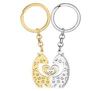 LONYOO Acero Inoxidable Parejas Jirafa Llavero Cartera Llavero Día de San Valentín Jirafa Regalos para Mujer Niña Charms (Parejas Dorado)