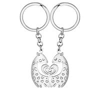 LONYOO Acero Inoxidable Parejas Jirafa Llavero Cartera Llavero Día de San Valentín Jirafa Regalos para Mujer Niña Charms (Parejas Plateado)