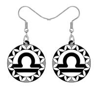 LONYOO Acrílico 12 Constelación Símbolos Pendientes Colgante Joyería Signos del Zodiaco Regalos para Mujer Niña Charms (Sep-23/Oct-23 Libra)