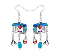 LONYOO Acrílico Divertido Enfermera Regalos Kit Médico Tijeras Pastillas Pendientes Colgantes Enfermería Graduación Joyería Apreciación Enfermera Regalos para Mujeres Niñas (Azul)