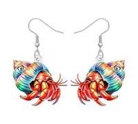 LONYOO Acrílico Lindo Cangrejo Ermitaño Pendientes, Océano Concha Colgante Pendientes Playa Verano Joyería Tropical Animales Amantes Regalos para Mujeres Niñas Mamá (Rojo)