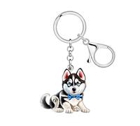 LONYOO Acrílico Lindo Husky Llavero Perro Mascota Cachorro Husky Regalos para Mujeres Niñas Amantes de los Perros Niños Mochila Charms Accesorios para Bolsos (Gris)