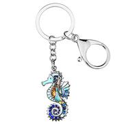 LONYOO Aleación de Zinc Esmalte Caballito de Mar Llavero Coche Bolso Llavero Océano Hippocampus Regalos para Mujer Chicas Joyería de Moda (Azul)